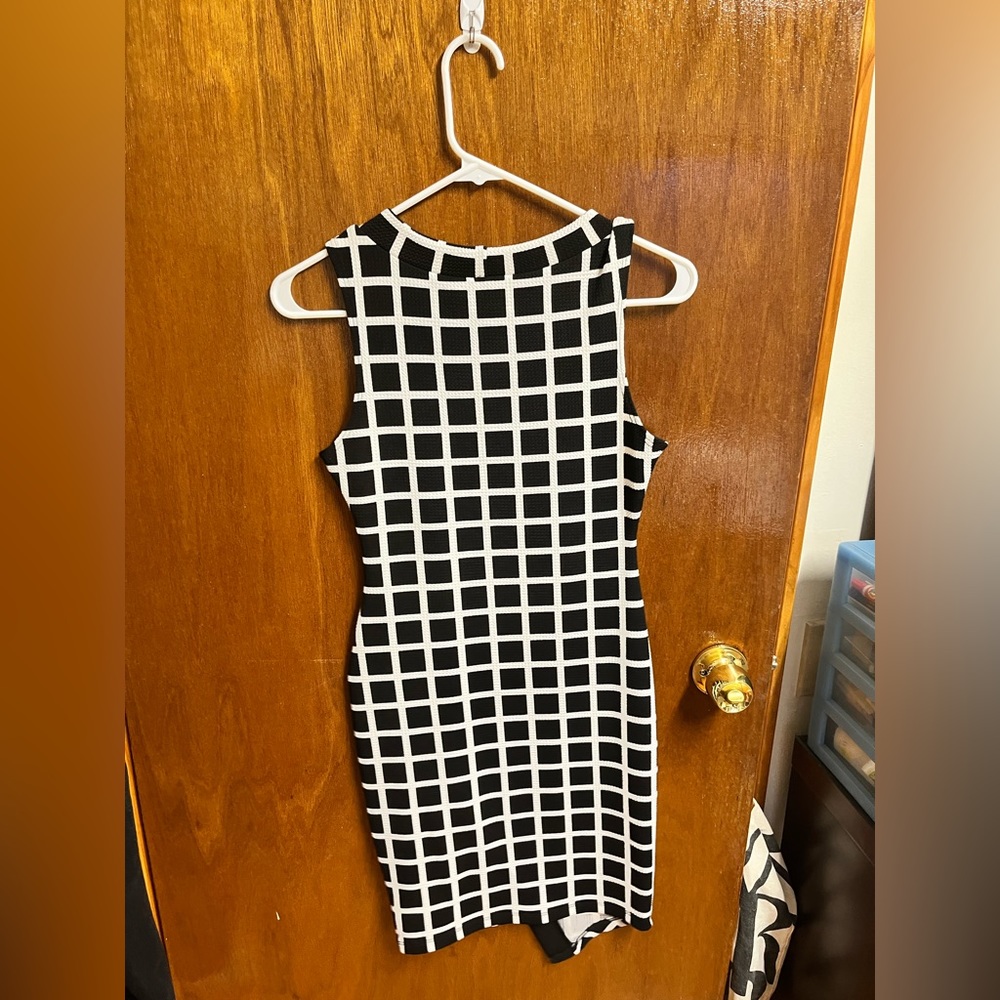 Snap Black And White Square Checked Pattern Bodyc… - image 2